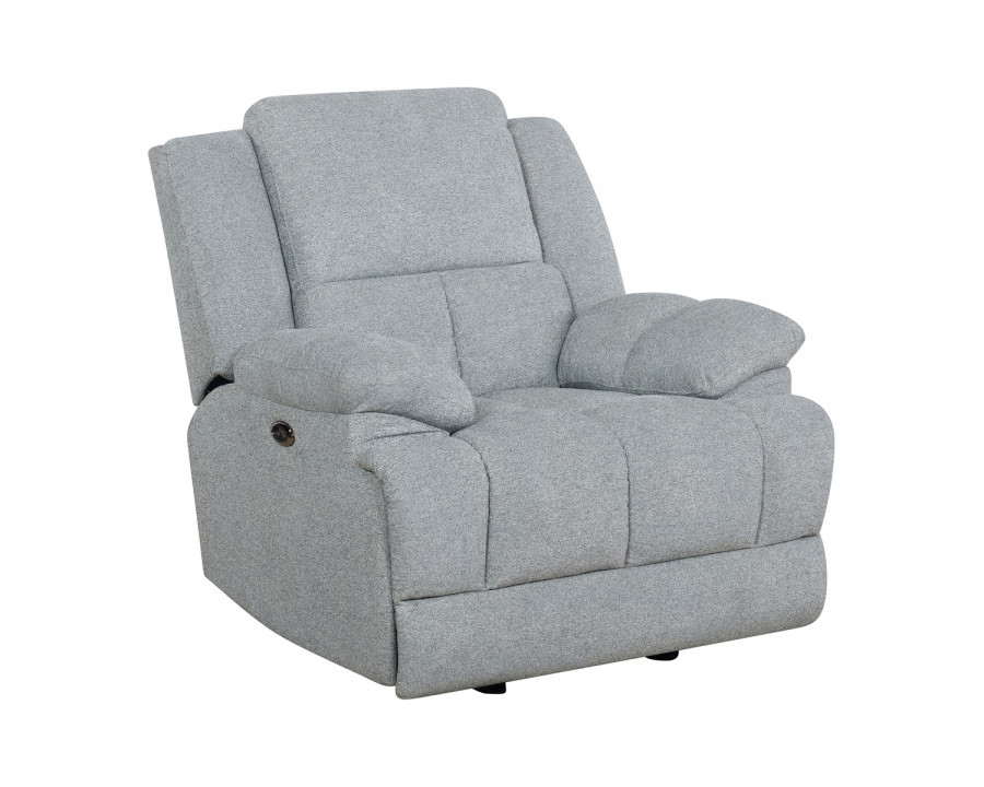 Coaster Waterbury Upholstered Power Glider Recliner - Gray