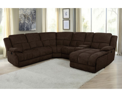 Coaster Belize 6-Piece Pillow Top Arm Motion Sectional - Brown