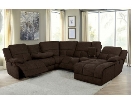 Coaster Belize 6-Piece Pillow Top Arm Motion Sectional - Brown