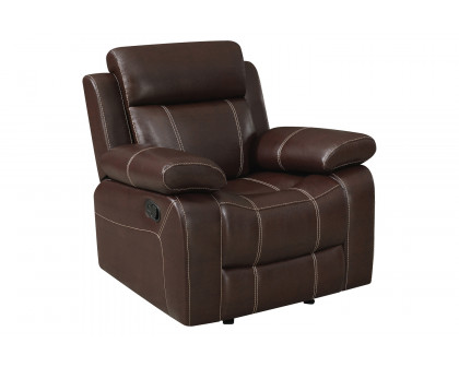 Coaster Myleene Upholstered Tufted Living Room Set with Glider Recliner - Chestnut