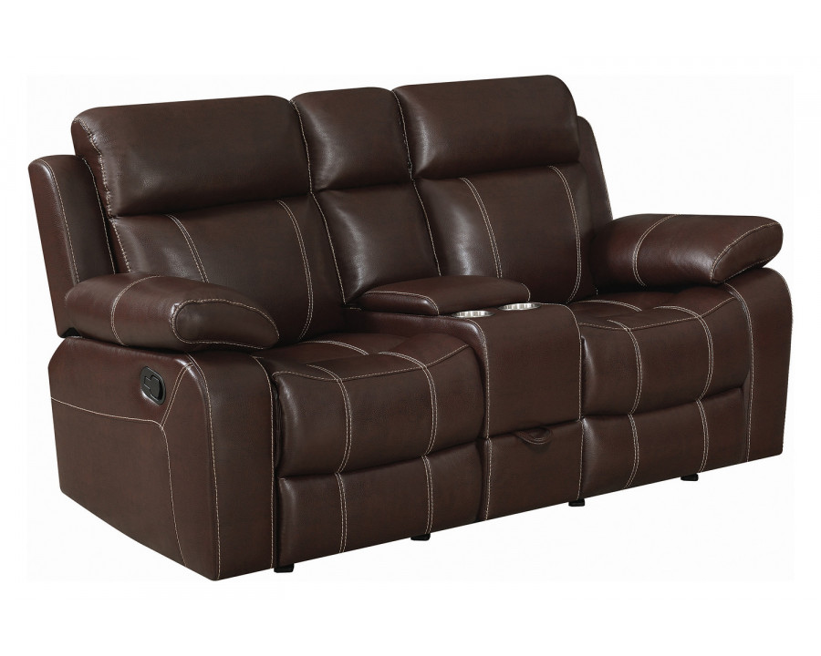 Coaster Myleene Glider Loveseat with Console - Chestnut