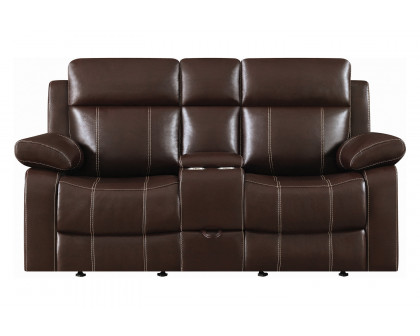 Coaster Myleene Glider Loveseat with Console - Chestnut