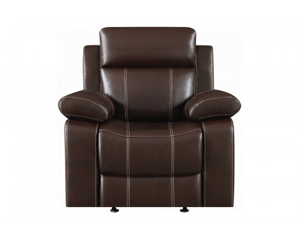 Coaster™ Myleene Pillow Top Arm Glider Recliner - Chestnut