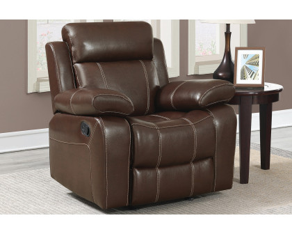 Coaster™ Myleene Pillow Top Arm Glider Recliner - Chestnut