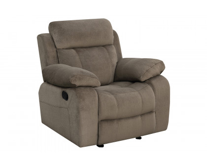 Coaster Myleene Upholstered Tufted Living Room Set with Glider Recliner - Mocha