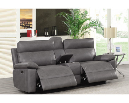 Coaster Albany Upholstered Power Reclining Seat And Power Headrest Loveseat with Console - Gray