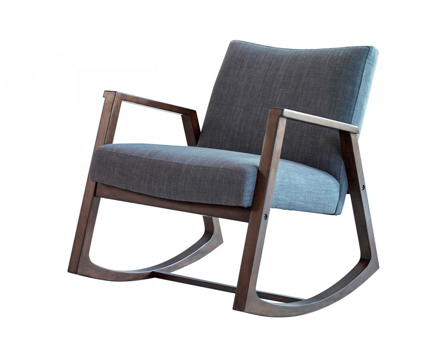 Coaster - Upholstered Rocking Chair With Wooden Arm in Gray/Walnut