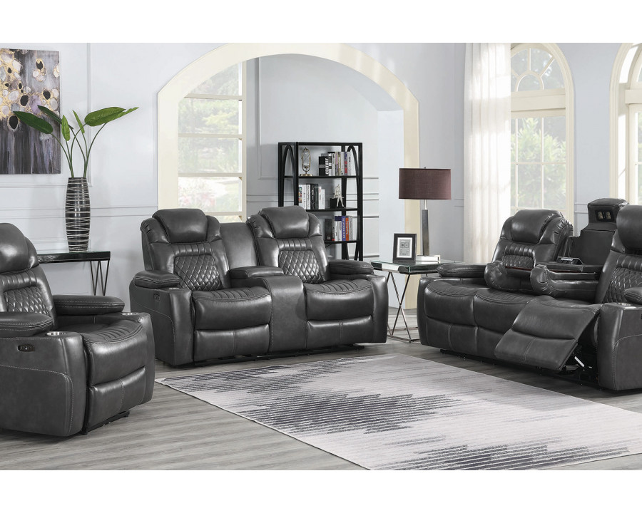 Coaster Korbach 3-Piece Power Living Room Set - Charcoal