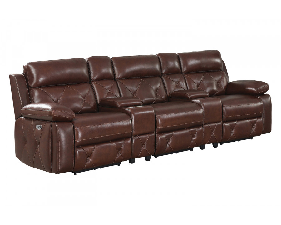 Coaster - Chester Upholstered Power Reclining Seat And Power Headrest Sofa in Chocolate