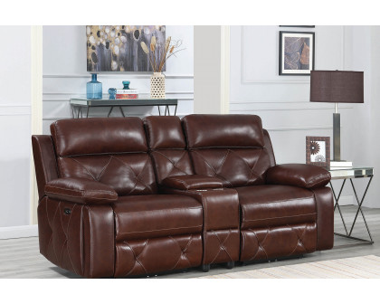 Coaster - Chester Upholstered Power Reclining Seat And Power Headrest Loveseat With Console in Chocolate