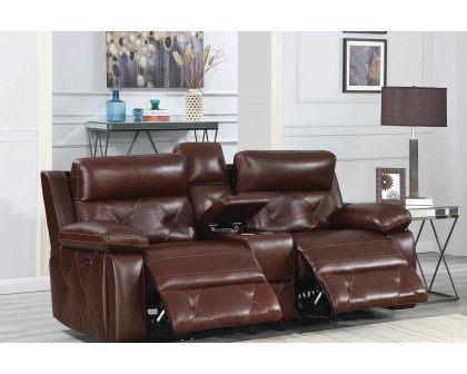 Coaster - Chester Upholstered Power Reclining Seat And Power Headrest Loveseat With Console in Chocolate