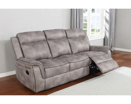 Coaster Lawrence Upholstered Tufted Back Motion Sofa - Taupe