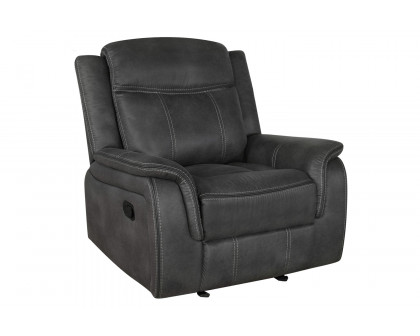 Coaster Lawrence Upholstered Tufted Living Room Set with Glider Recliner - Charcoal