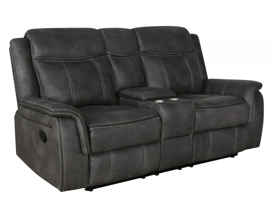 Coaster Lawrence Upholstered Tufted Back Motion Loveseat - Charcoal