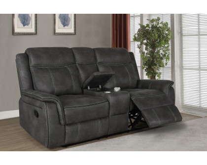 Coaster Lawrence Upholstered Tufted Back Motion Loveseat - Charcoal