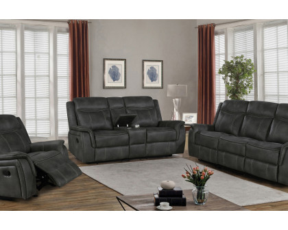 Coaster Lawrence Upholstered Tufted Back Motion Loveseat - Charcoal