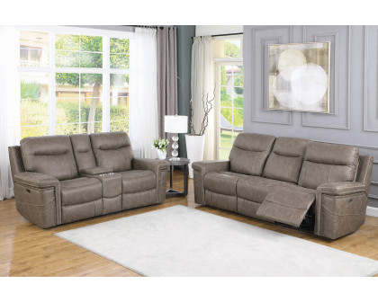 Coaster - Wixom Cushion Back Power Sofa in Taupe