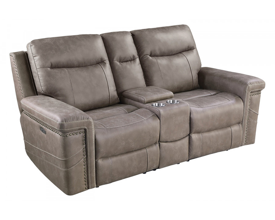 Coaster - Wixom 1-Drawer Power Loveseat With Console in Taupe