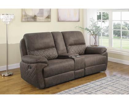 Coaster Variel Upholstered Tufted Motion Loveseat with Console - Taupe