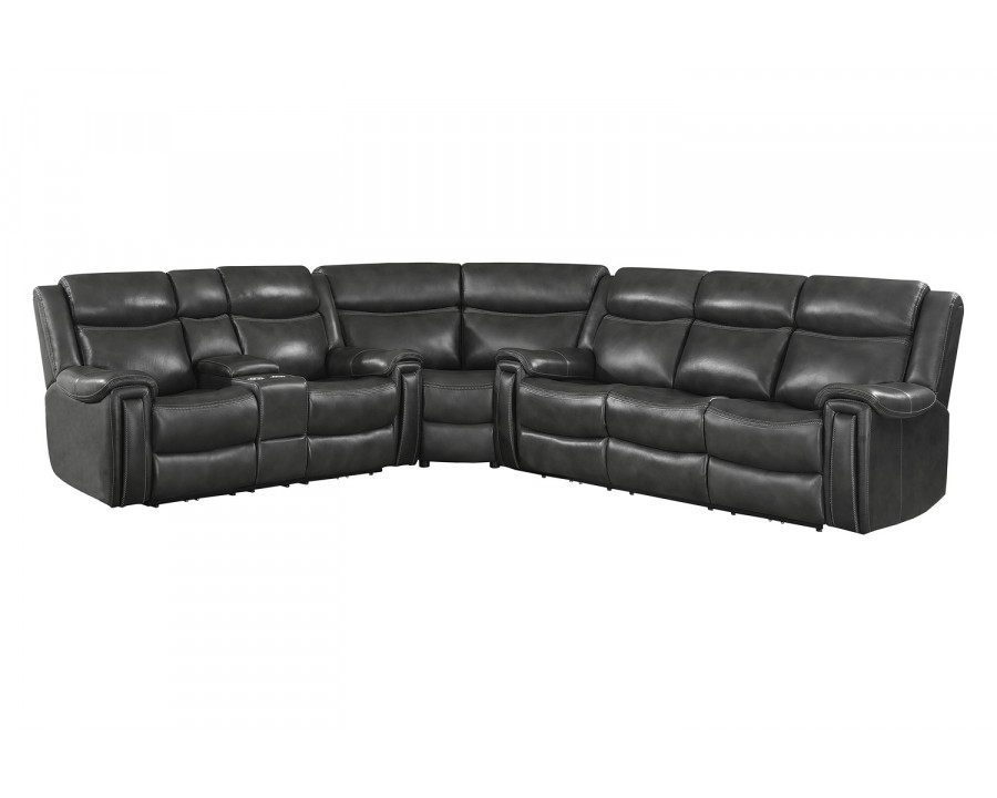 Coaster - Shallowford 3-Piece Upholstered Power Sectional in Hand Rubbed Charcoal