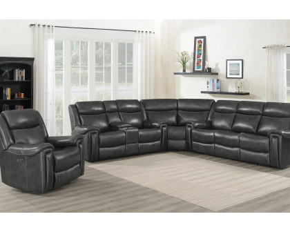 Coaster - Shallowford 3-Piece Upholstered Power Sectional in Hand Rubbed Charcoal