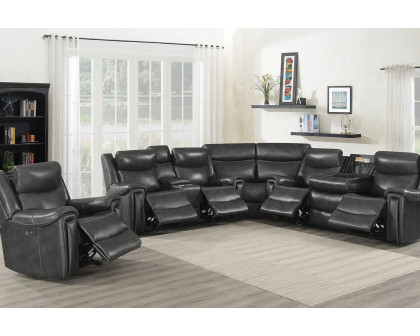 Coaster - Shallowford 3-Piece Upholstered Power Sectional in Hand Rubbed Charcoal