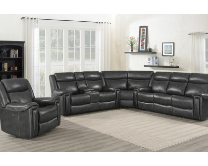 Coaster - Shallowford Upholstered Power Sofa in Hand Rubbed Charcoal