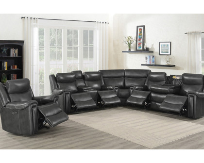 Coaster Shallowford 3-Piece Power Living Room Set with Power Glider Recliner - Hand Rubbed Charcoal