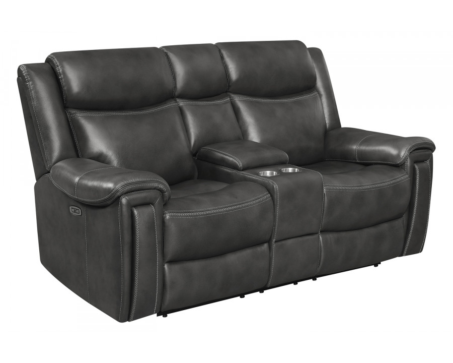 Coaster - Shallowford Upholstered Power Loveseat With Console in Hand Rubbed Charcoal