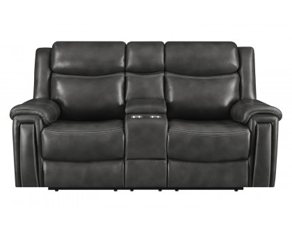 Coaster - Shallowford Upholstered Power Loveseat With Console in Hand Rubbed Charcoal