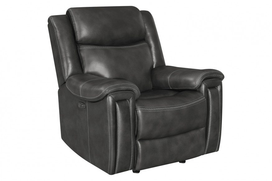 Coaster™ Shallowford Upholstered Power Glider Recliner - Hand Rubbed Charcoal