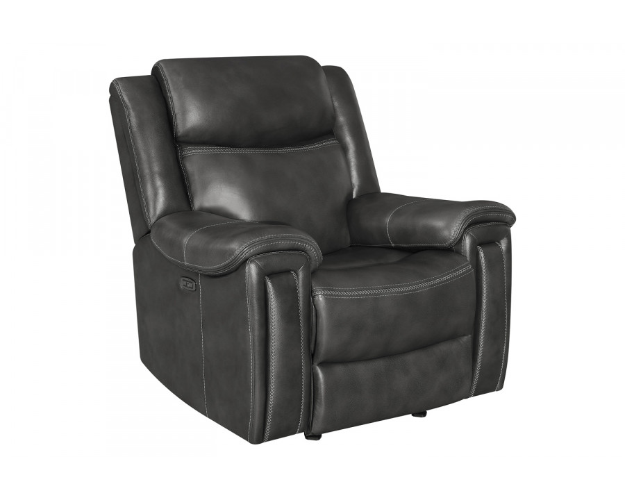 Coaster - Shallowford Upholstered Power Glider Recliner in Hand Rubbed Charcoal