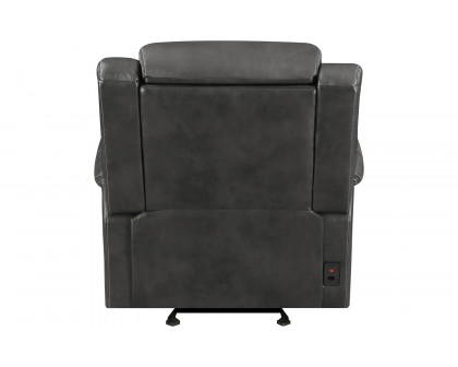 Coaster™ Shallowford Upholstered Power Glider Recliner - Hand Rubbed Charcoal