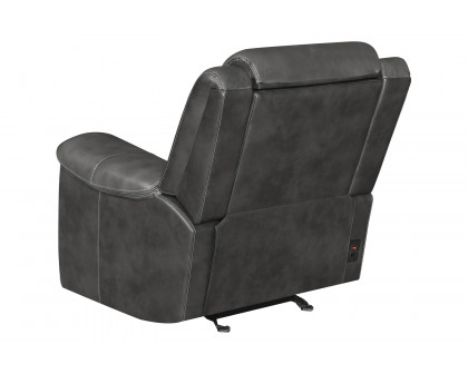 Coaster™ Shallowford Upholstered Power Glider Recliner - Hand Rubbed Charcoal