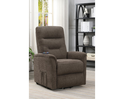 Coaster™ Power Lift Recliner with Storage Pocket - Brown