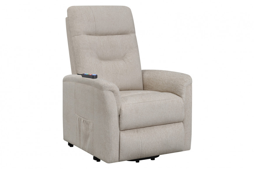 Coaster™ Power Lift Recliner with Storage Pocket - Beige