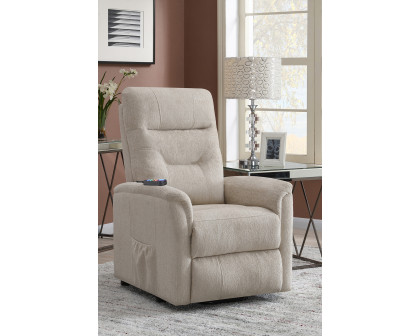 Coaster™ Power Lift Recliner with Storage Pocket - Beige