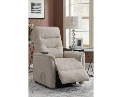 Coaster™ Power Lift Recliner with Storage Pocket - Beige