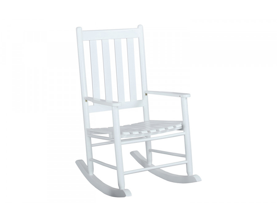 Coaster Slat Back Wooden Rocking Chair - White