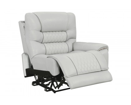 Coaster - Garnet Upholstered Power Reclining Seat And Power Headrest Loveseat With Console in Light Gray