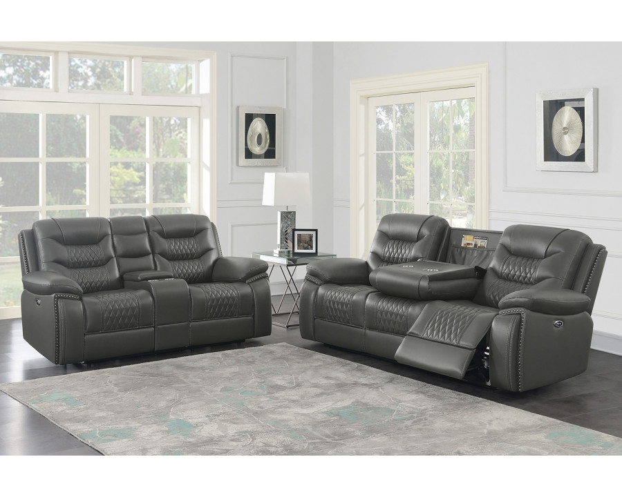 Coaster Flamenco 2-Piece Tufted Upholstered Power Living Room Set - Charcoal