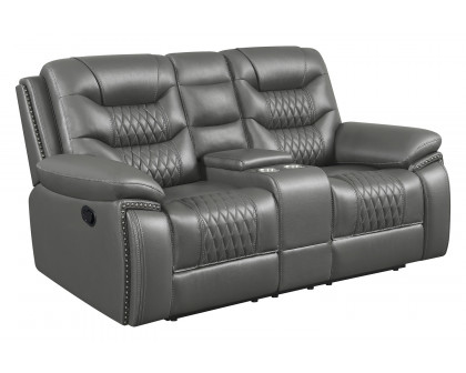 Coaster Flamenco Tufted Upholstered Motion Loveseat with Console - Charcoal