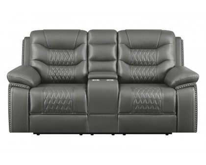 Coaster Flamenco Tufted Upholstered Motion Loveseat with Console - Charcoal