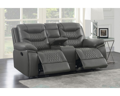 Coaster Flamenco Tufted Upholstered Motion Loveseat with Console - Charcoal