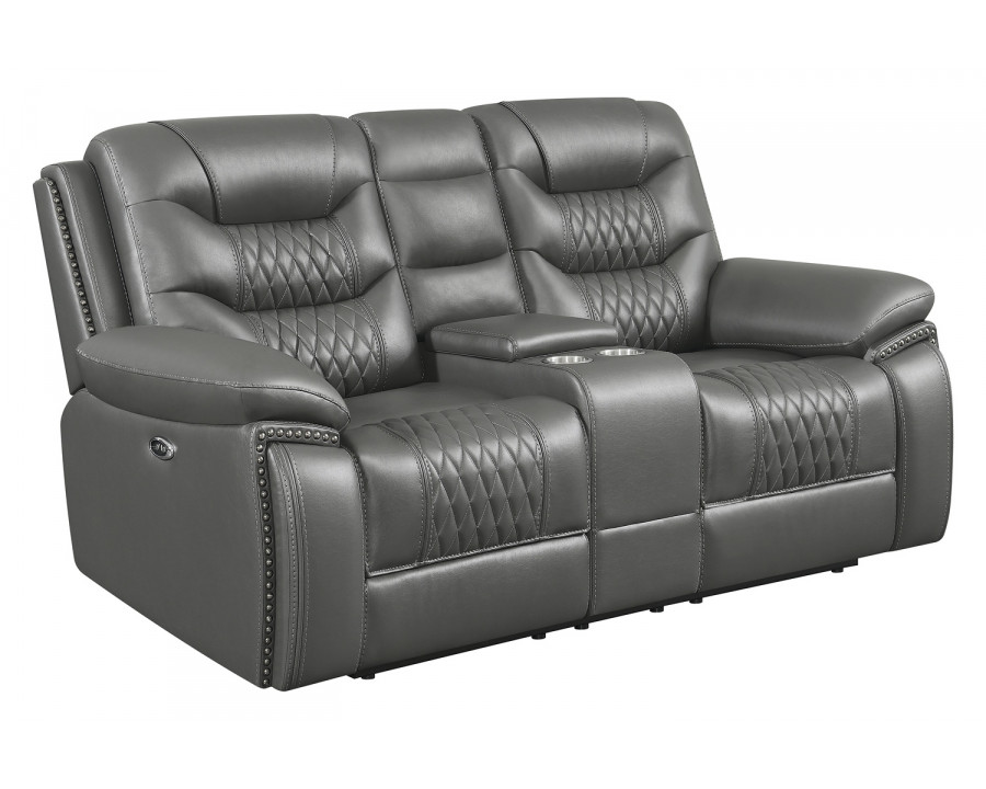 Coaster Flamenco Tufted Upholstered Power Loveseat with Console - Charcoal