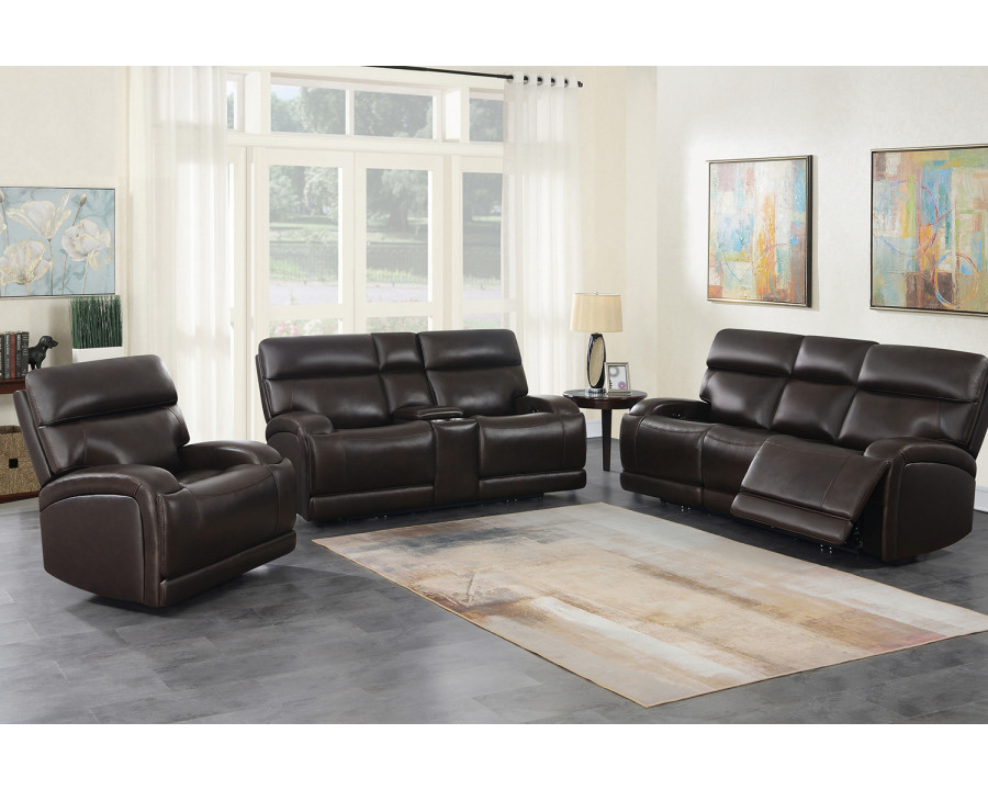 Coaster Longport 3-Piece Upholstered Power Living Room Set - Dark Brown