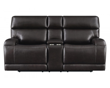 Coaster Longport Upholstered Power Loveseat with Console - Dark Brown