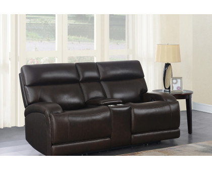 Coaster Longport Upholstered Power Loveseat with Console - Dark Brown