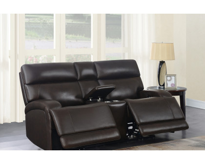 Coaster Longport Upholstered Power Loveseat with Console - Dark Brown