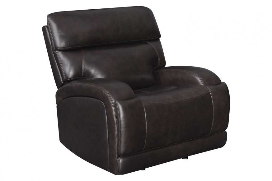 Coaster™ Longport Upholstered Power Glider Recliner - Dark Brown